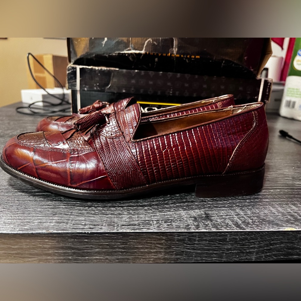 Stacy Adams Palermo Men’s Loafers 9M Cognac – Genuine Snake Leather Tassel Shoes